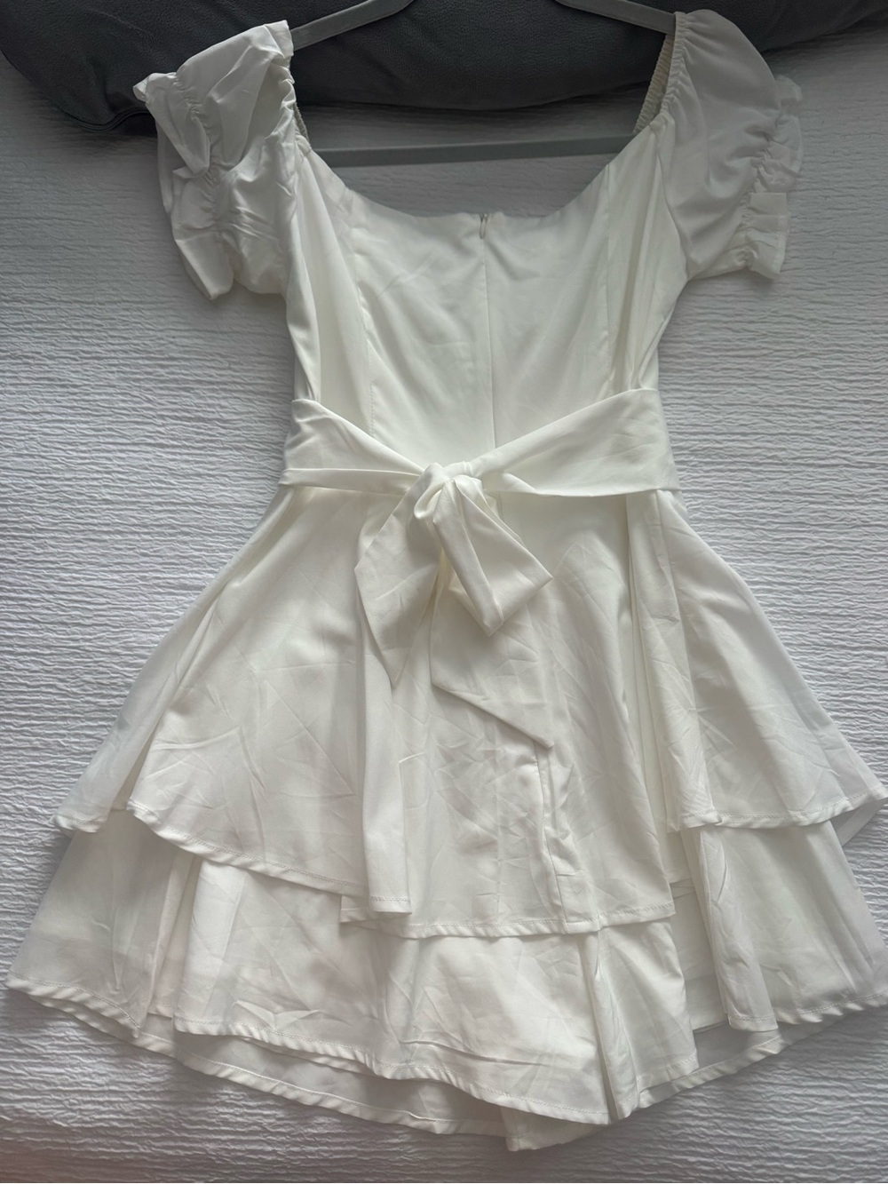 White Off-Shoulder Ruffle Romper - Picture 4 of 7
